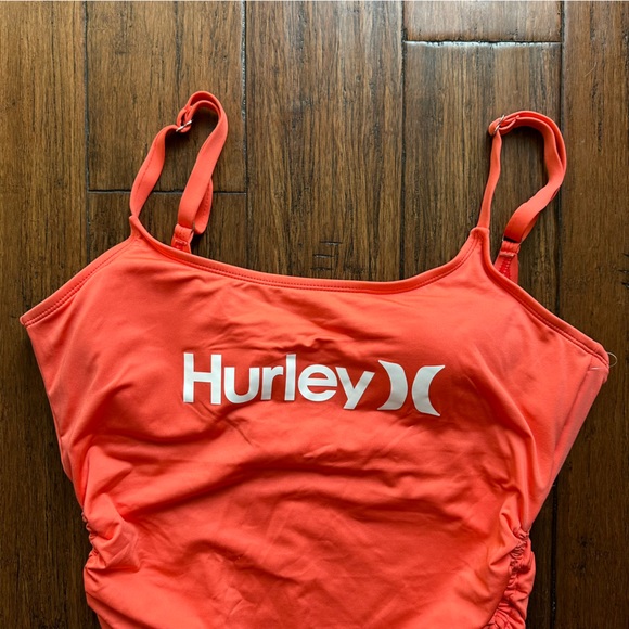 Hurley Orange White Logo One-Piece Side Cinch Swimsuit - Picture 2 of 4